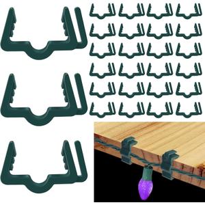 Christmas Light Hangers Clips 7/8 inch Fascia Board Clips Hooks Holiday Deck Light Hooks for Christmas Decoration Roof Gutter Fence in Thickness from 3/4'' to 7/8", Green, 100 PCS (Medium)