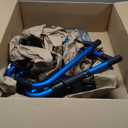 Folding Walker with 2 Skis and 5" Wheels, Lightweight Walkers for Seniors and Adults, Supports Up to 350 Pounds, Adjustable Height, Compact Standard Walker, Blue