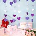 Fuyoooo 10 Pack 130ft Purple Lavender White Holographic Heart Party Garland Asymmetrical Love Hanging Banners for Birthday Wedding Baby Bridal Shower Engagement Bachelorette Graduation Decorations