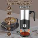 Electric Milk Frother, 4-in-1 Milk Frother and Steamer for Coffee - Warm & Cold Foam with Anti-burn Propeller, 350ml Capacity, Easy to Clean, perfect for Cappuccino, Latte, and Choc, BPA Free (Black)