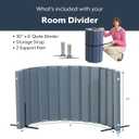 Angeles Room Divider, Acoustic Room Divider Panel, Grey, 30" X 6'
Noise Reducing Wall Divider, Freestanding Privacy Screen for Classroom, Roll-up Storage and Partition Feet Included