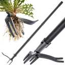 Stand Up Weed Puller Tool, 46" Adjustable All-Metal Long Handle Weeder with 4-Claw Steel Head, Remove Weeds by Roots Without Bending or Kneeling, Heavy Duty Garden Tool Back & Knee Friendly (Black)