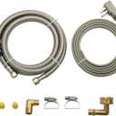 PLUMBERMASTER Dishwasher Installation Kit, 6ft Water Supply Line with with 3/8" x 3/8" Compression,3-Prong Straight Power Cord, Elbow Connectors&Adapters,Braided Stainless Steel Dishwasher hose Kit