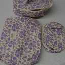 Purple Large Quilted Floral Makeup Bag Set of 3 Cute Coquette Aesthetic Cosmetic Bag Set Travel Toiletry Bag for Women