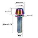 ONIPAX M5x20mm Bike Allen Hex Tapered Stainless Bolts Screws with Washer for MTB STEM (Rainbow 10pcs)