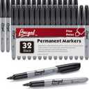 Permanent Markers Bulk, 32 Pack Black Permanent Marker Set, Fine Tip, Waterproof Markers, Premium Smear Proof Pens, Waterproof, Quick Drying, Office Supplies for School, Office, Home