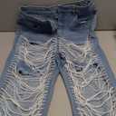 Geulis Womens Sexy Ripped Jeans High Waisted Rhinestones Pearl Chains Distressed Baggy Jeans Party Clubwear Denim Pants Small