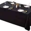Surmente Black Tablecloth 90 x 132-inch Rectangular Polyester Table Cloth for Weddings, Banquets, or Restaurants