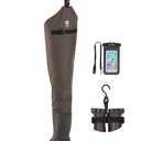 TIDEWE Hip Wader, Lightweight Hip Boot for Men and Women,2-Ply PVC/Nylon Fishing Hip Wader Brown Size 12