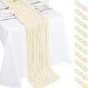 10 Pack Ivory Cheesecloth Table Runner 17x108 Inch Boho Gauze Cheese Cloth Table Runners for Wedding Party Baby Shower Birthday Home Decor