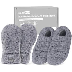 SuzziPad Microwavable Mittens and Heated Slippers Microwave for Fatigue Soothing, Heated Foot Warmer for Cold Day, Heated Mittens for Discomfort Hands, Thoughtfully Warm Option for Women & Men, S/M