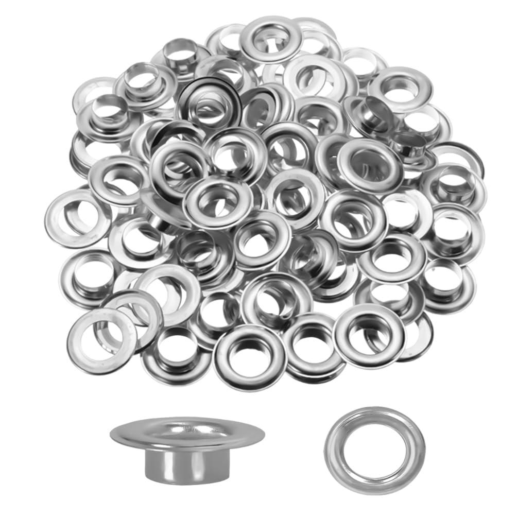 500pcs Eyelets and Grommets, 1/2 Inch Inside Diameter Eyelet,Metal Eyelets with Washers for Canvas, Shoes, Clothing, Fabric, Leather,Bag,Banner and Craft Making,Eyelet Repair Replacement (Silver)