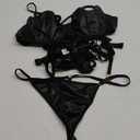 Lilosy Sexy Pu Leather Strappy Underwire Garter Belt Lingerie Set,XL
