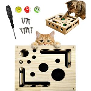 Cat Scratch Puzzle Enrichment Box, Cats Nail File Enrichment Box with Sandpaper Inside, Stress-Free Alternative to Trimming Nails, Puzzle Feeder Cat Toys Interactive for Indoor Cats Nail Scratcher (Large)