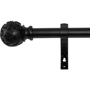 RYB HOME Long Black Curtain Rod 72" to 144", 1" Inner Diameter Metal Drapery Rod for Heavy Loads Curtains Adjustable Length Ball Finials Rod with Bracket Set for Easy Installment, Matt Black (72-144", Matt Black)