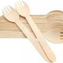 5.5" Disposable Wooden Sporks/Natural Wooden Utensils- Pack of 100ct