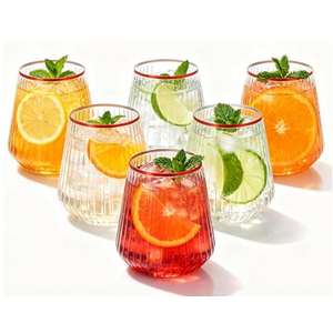 BESTSTAR 36 Pcs 12 oz Plastic Clear Ribbed Glasses, Origami Ripple Disposable Champagne Glasses Elegant Whiskey Glasses Ideal for Weddings, Bars, Christmas, Halloween, Pool Party, Daily Use