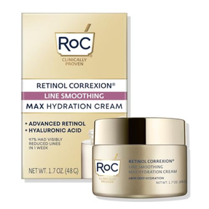 RoC Retinol Correxion Max Daily Hydration Anti-Aging Face Moisturizer with Hyaluronic Acid, Oil Free Skin Care Cream for Fine Lines, Dark Spots, Post-Acne Scars, Retinol Moisturizer, 1.7 Ounces