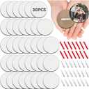 30Pcs Sublimation Buttons Blanks with Pins 3 inch MDF Buttons Pins Sublimation Blanks Christmas for School Projects Sublimation Name Tags Blanks DIY Crafts