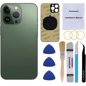 OEM Rear Cover Back Glass Replacement for iPhone 13 pro max 6.7 inch (Alpine Green) All Carriers with Pre-Installed Adhesive and Professional Repair Tool Kits