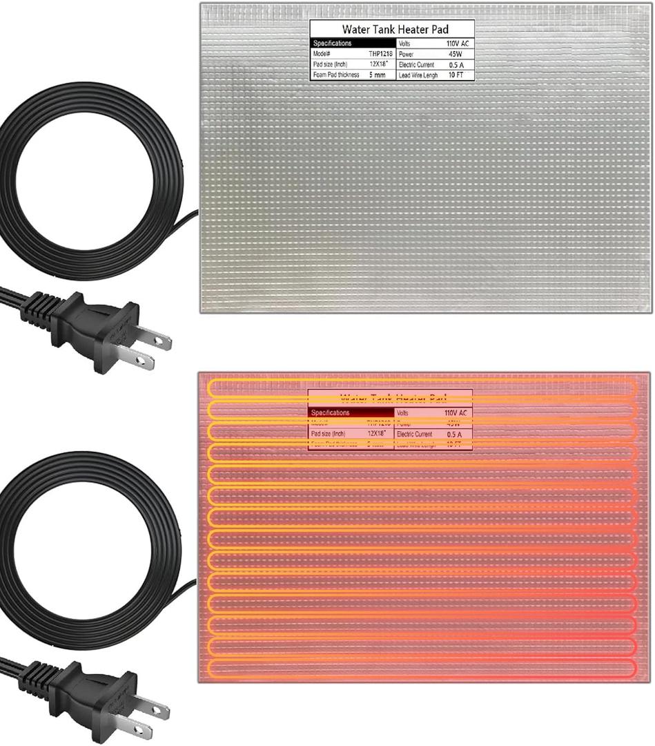 H&G lifestyles RV Holding Tank Heater Pad Use with Up to 50 Gallons Fresh Water 120V 12" x 18" Holding Tank Heating Pad with Constant Temperature Heating Plate (Pack of 2)