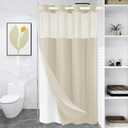 WONICY No Hook Small Shower Curtain with Snap in Liner, Polyester Textured Shower Curtain with Liner Set, Waterproof Washable Short Shower Curtains for Bathroom, 36Wx74H, Cream