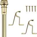 Amazing Drapery Hardware 7/16 Inch Brass Cafe Rods with Brass Ends, Set of 1 (Hardware Included) - Adjustable Length 28-48 Inches, Easy to Install Metal Rods for Doors, Windows, and Sidelights
