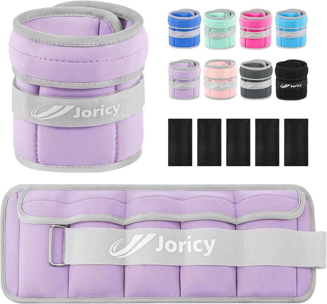 Adjustable Ankle Weights for Women Men 1/2/3/4/5/6/8/10/12/20 LBS 1 Pair Wrist Leg Arm Weights with Removable Weight Strength Training Weight for Walking Running Fitness Physical Therapy (light purple)