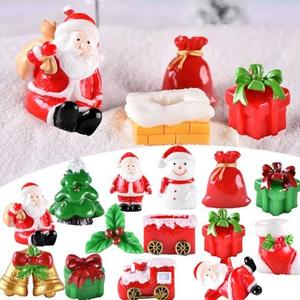 Ylapagne 28 PCS Christmas Miniature Ornaments Kit, Mini Resin Micro Landscape Figurines Ornaments, Christmas Trees Santa Claus Snowman Bells for DIY Christmas Party Supplies