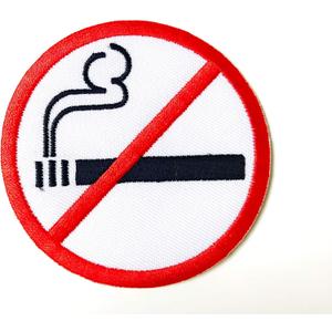 TH No Smoking Sign Symbol Warning Cigarette Smoke Embroidered Sew on Iron on Patch for Backpacks Jeans Jackets Clothing.