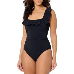 Profile by Gottex Women's Standard Tutti Frutti Recycled Square Neck Ruffle One Piece (16, Black) Profile by Gottex Women's Standard Tutti Frutti Recycled Square Neck Ruffle One Piece (16, Black)