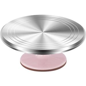 Kootek Aluminium Alloy Revolving Cake Stand 12 Inch Rotating Cake Turntable for Cake, Cupcake Decorating Supplies (Pink)