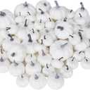 winemana 46 Pcs Assorted Size Artificial Pumpkins Fall Decorations, White Foam Pumpkin Autumn Decor, Decorative Faux Pumpkin for Halloween Thanksgiving Table Centerpiece Mantle Bowl Wedding Party