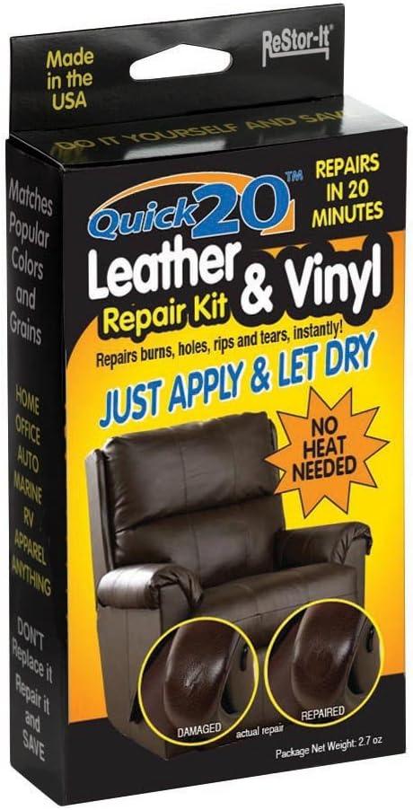 2 x Master Manufacturing ReStor-it Quick 20 Leather & VinyI Repair Kit, 20 Minute Repar, 7 Colors, Repairs Burns, Holes, Rips Furniture, Couchs, Seats
