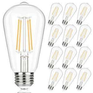 TOBUSA Vintage LED Edison Light Bulbs 60W Equivalent, 900LM Super Bright LED Bulbs, 6W ST58 Antique LED Filament Bulbs, 2700K Warm White, E26 Base Non-Dimmable Bulbs for Home, Office, 12-Pack