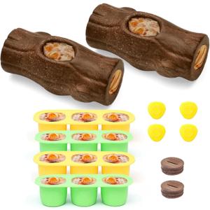 2 Pack Dog Toys for Aggressive Chewers, Interactive Indestructible Dog Toys to Keep Them Busy, Durable Dog Frozen Treat Toy for Large & Medium Dogs, Reduces Anxiety & Extends Playtime, Red Brown