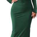 BTFBM Women Bodycon Maxi Dress Long Sleeve Back Slit Ruched Elegant Party Cocktail Formal Fall Wedding Guest Dresses (Medium, Dark Green)