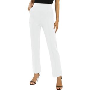 EXCHIC Women's Yoga Dress Pants Stretchy Casual Slacks Straight Leg Work Pants with Pockets (Large, White) EXCHIC Women's Yoga Dress Pants Stretchy Casual Slacks Straight Leg Work Pants with Pockets (Large, White)