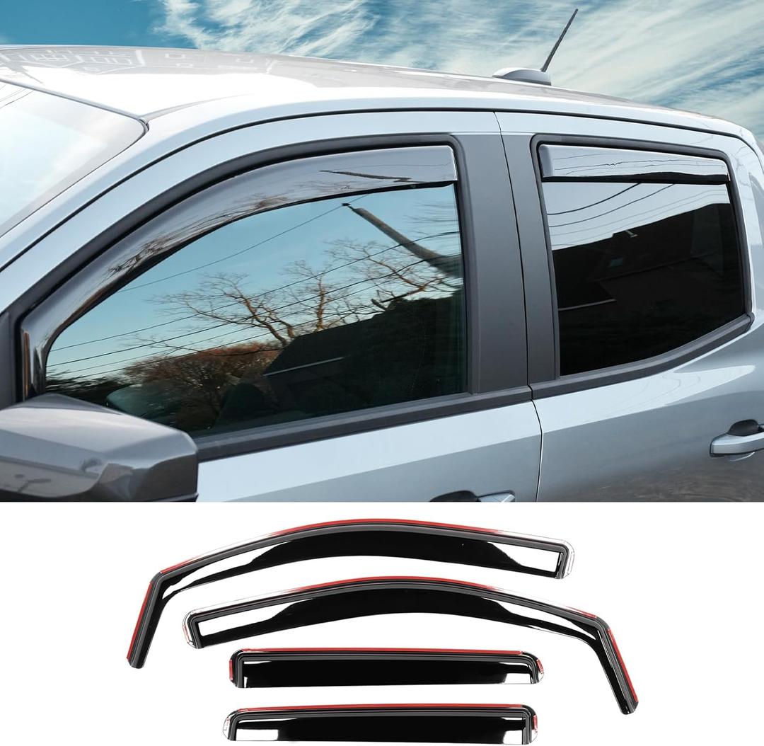 Visor Rain Guards Compatible with 2023-2026 Chevrolet Colorado 4PCS Front and Rear in-Channel Window Visors Wind Deflectors Weather Shield for 2025 Chevy Colorado Accessories