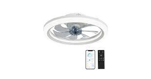 OurEDee 20'' Ceiling Fan with Lights & Remote, Low Profile, 6 Wind Speeds, Dimmable Light, Modern White Flush Mount, Smart for Home (Gold+Grey)