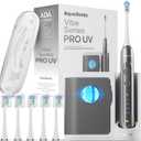 Aquasonic Vibe Series PRO  Ultra-Whitening Electric Toothbrush  5 Modes & Smart Timers  UV Sanitizing Base  ADA Accepted (Charcoal Metallic)