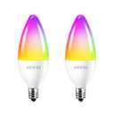ANWIO Smart Light Bulbs, Smart Candelabra LED Bulb, Smart Chandelier Light Bulbs, 4.9W (40W Equivalent) 470LM, E12 Smart Bulbs, Compatible with Alexa Google, Only 2.4GHz WiFi No Hub Required, 2 Pack