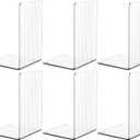 SUOXING 6 PCS Clear Acrylic Book Ends for Shelves Decorative,Invisible Book Stopper with Non-Slip Mats for Heavy Books,Small Acrylic Bookends for Home Office School Supplies and Kids Bookshelf