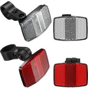 HESTYA 4 Pieces Bike Front and Rear Wheel Spoke Reflectors for Handlebar and Seatpost Bicycle Cycling Safety Warning Reflectors Red and White