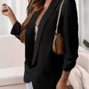 PRETTYGARDEN Womens Casual Blazer 2025 Spring Fall Fashion Long Sleeve Open Front Work Office Suit Jackets (Black, XXL)