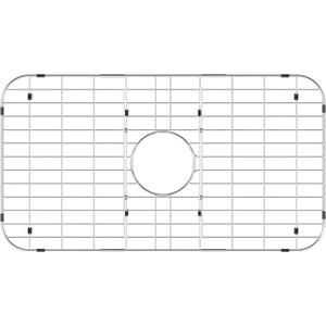 iPEGTOP Sink Bottom Grid, Stainless Steel Sink Protector 28"x 15" Centered Drain Hole with Corner Radius 1-1/2", Sink Grate for Bottom of Kitchen Single Sink Bowl with Hole Cover