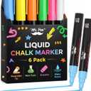 Mr. Pen- Liquid Chalk Markers, 6 Pack, Reversible Tip, Vibrant Colors, Erasable Chalk Marker, Non-Toxic Water-Based Chalkboard Markers for Window and Glass, Washable Window Paint Marker