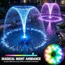 2026 Patented Pond Filter with Pump Fountain Lights, 2-in-1 Pond Filter with Pond Pump and Fountain Kit,Pond Filter Fountain for Koi Pond Filters System, Auto Water Sensor, 16ft Hose-Dark Blue