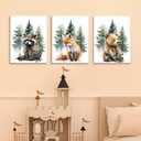 3pcs Framed Forest Watercolor Canvas Wall Art Set