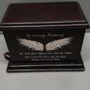 Wooden Urns for Ashes - Decorative Urns for Men Women - Adult Ashes Funeral Urns, Wing Pattern - Polished Finish - 270 Cubic Inches Capacity